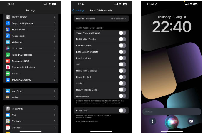 Biểu tượng của Siri trên màn hình khóa iPhone