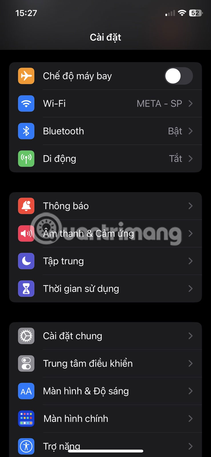 Vào Cài đặt
