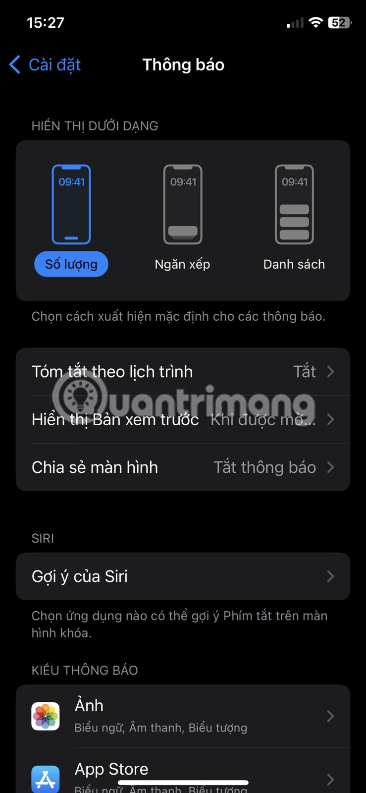 Vào Thông báo