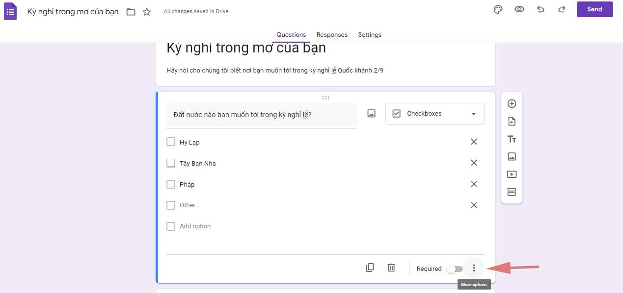Tạo biểu mẫu đa lựa chọn