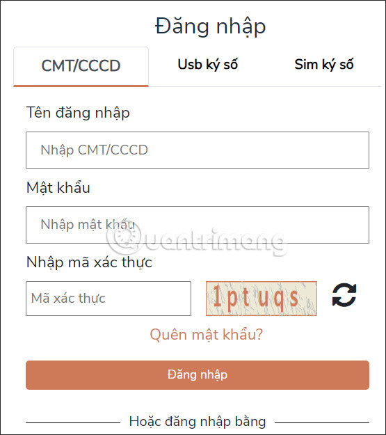 Tài khoản Cổng dịch vụ công Quốc gia