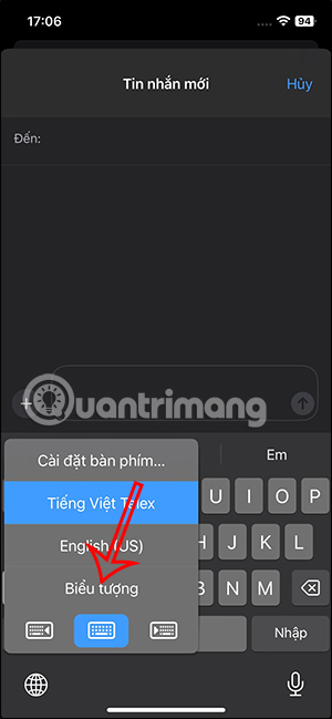 Chọn kiểu biểu tượng trong bàn phím
