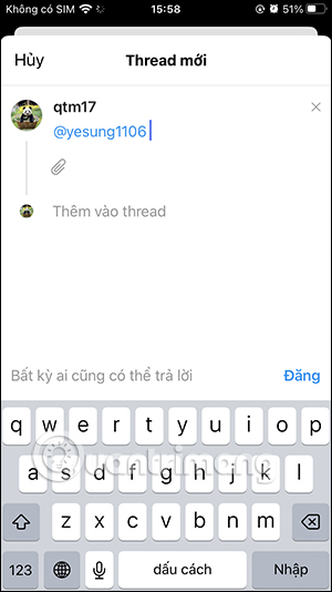 Tài khoản Threads được tag 