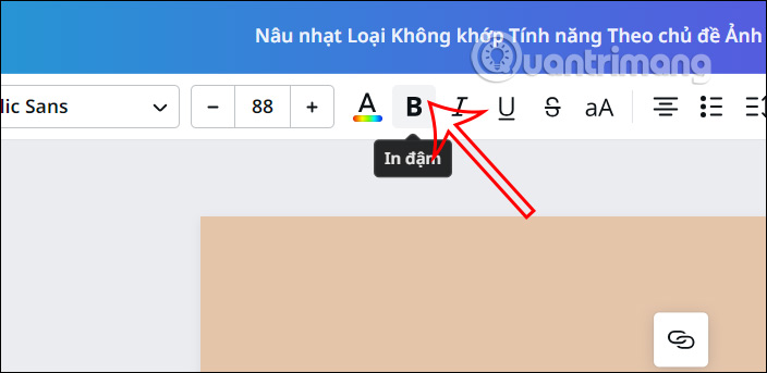 Định dạng chữ đậm trong Canva 
