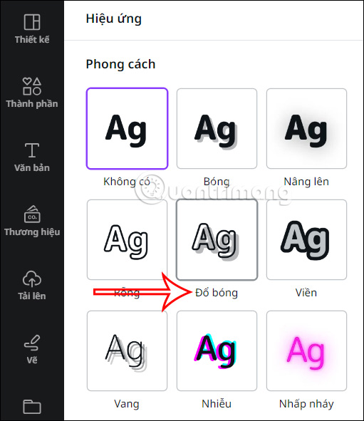 Hiệu ứng đổ bóng trong Canva
