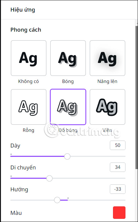 Chỉnh thiết lập cho viền chữ trong Canva