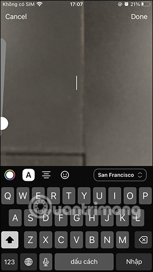 Viết chữ vào video Telegram Stories