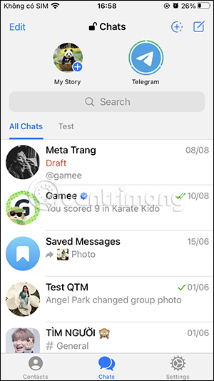 Telegram Stories interface