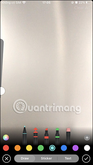 Chọn bút vẽ vào video Telegram Stories