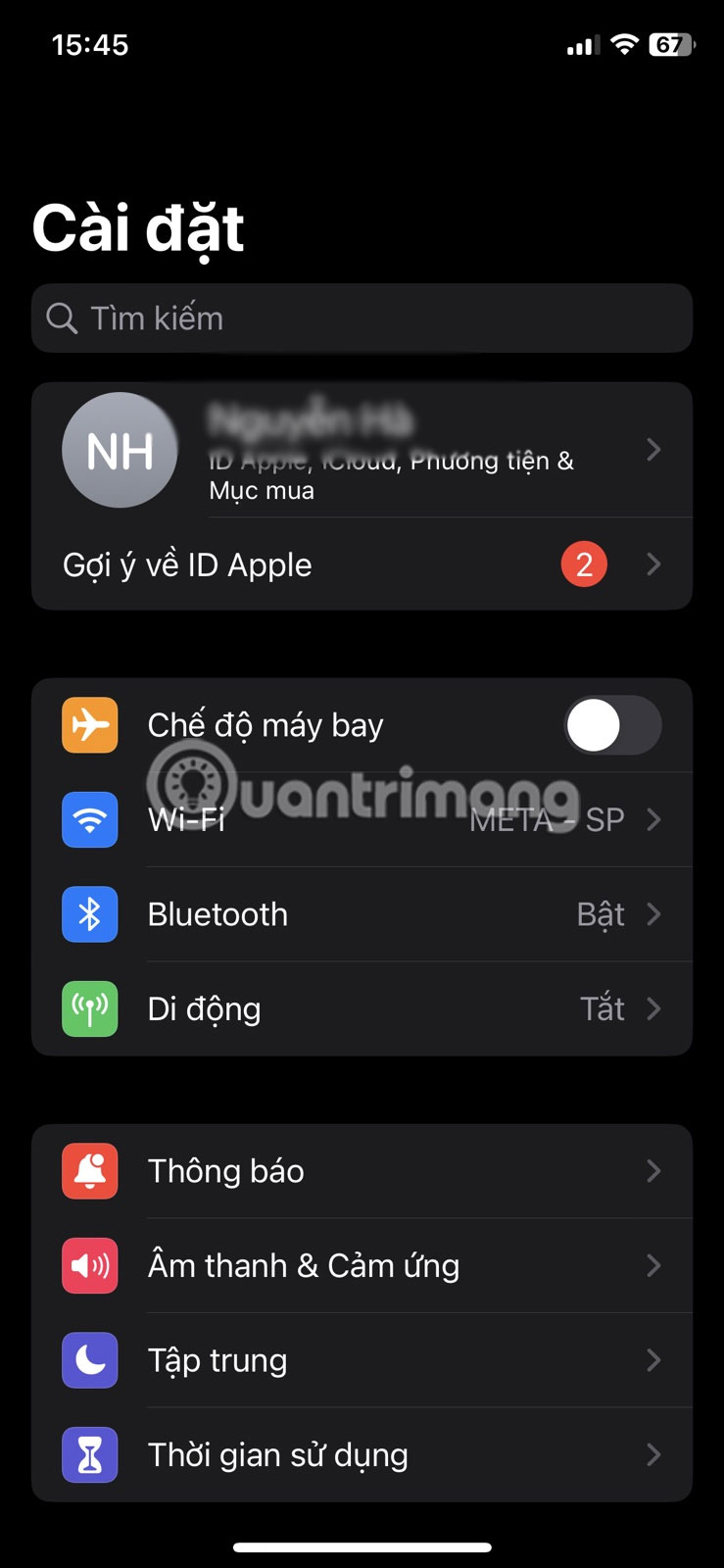Nhấn vào tên bạn