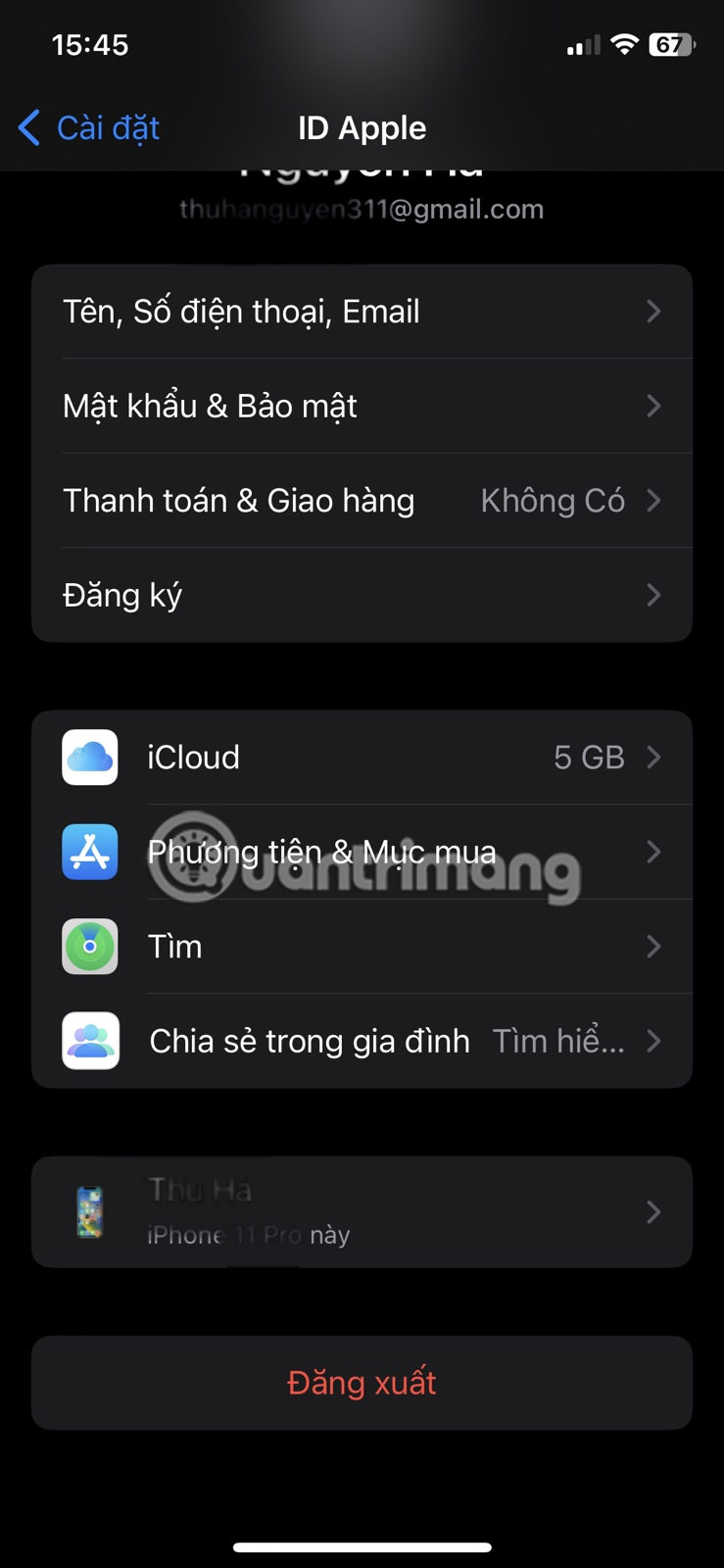 Chọn Đăng xuất