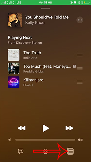 Danh sách phát nhạc tiếp theo trên Apple Music điện thoại