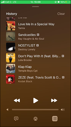 Xem lịch sử nghe nhạc Apple Music điện thoại