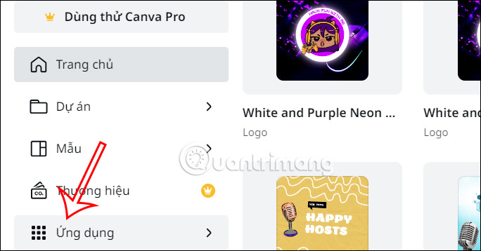Ứng dụng trên Canva 