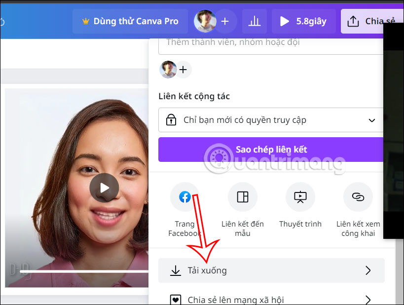 Tải video thuyết trình trên Canva
