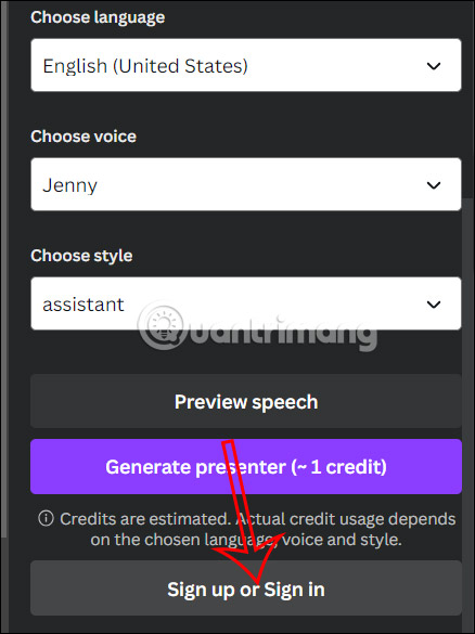 Đăng nhập tài khoản D-ID AI Presenters Canva