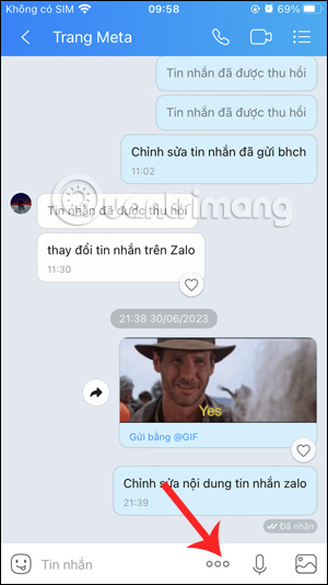 Tùy chọn nhắn tin Zalo