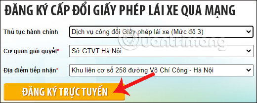 Đổi GPLX trực tuyến