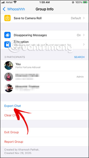 Xuất tin nhắn nhómWhatsApp
