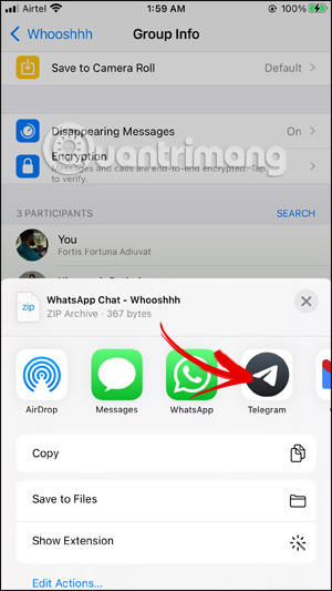 Xuất tin nhắn nhóm WhatsApp sang Telegram