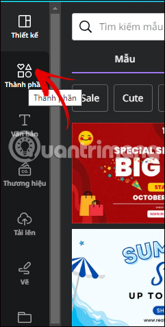Mục Thành phần trên Canva
