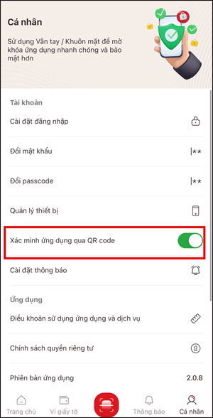 Bật xác thực bằng mã QR trên VNeID