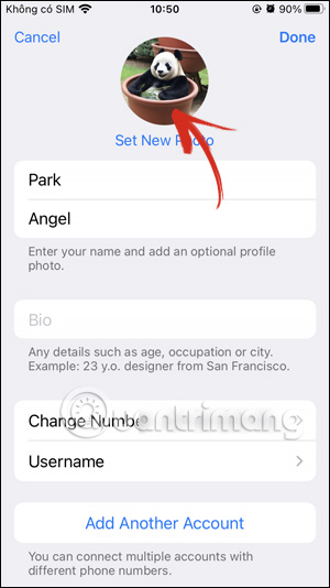 Chỉnh ảnh đại diện Telegram