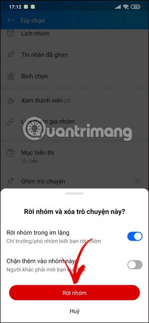 Rời nhóm chat Zalo