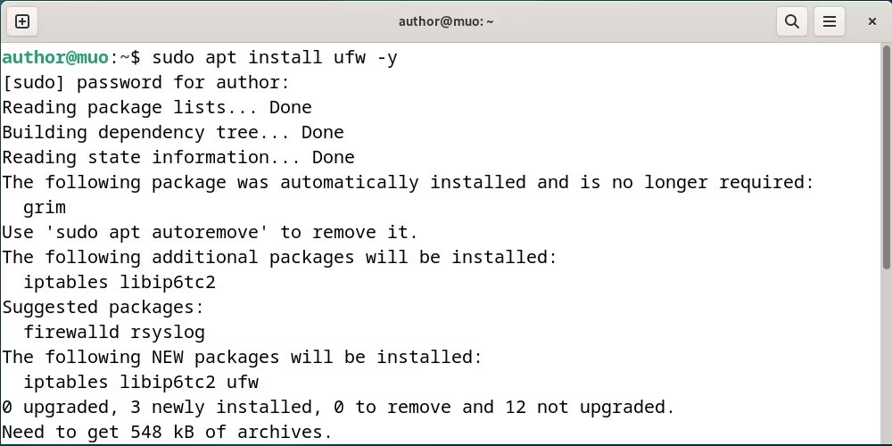 Cài đặt UFW trên Debian