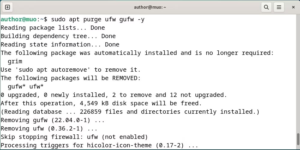 Gỡ cài đặt UFW trên Debian