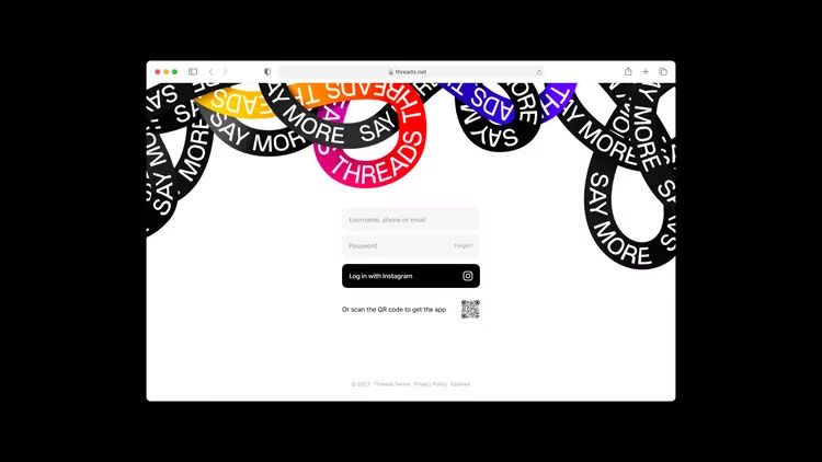 Ảnh chụp màn hình đăng nhập mới của Threads trên web