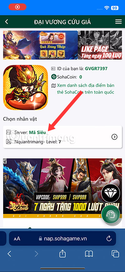 code dai vuong cuu gia