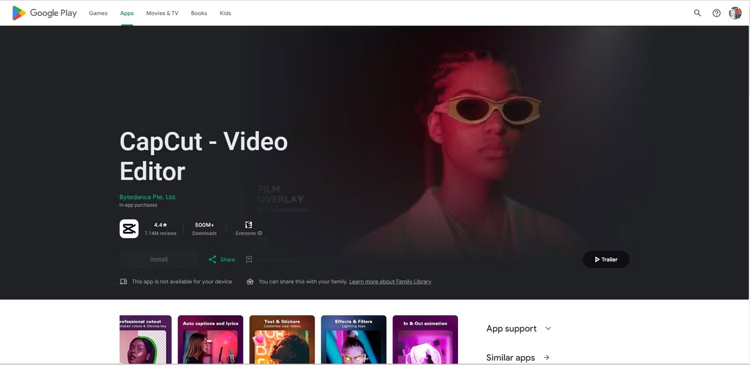 Trang CapCut từ Google Play Store