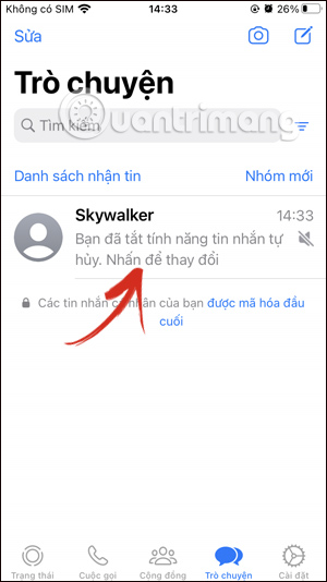 Tắt tự hủy tin nhắn WhatsApp