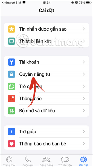 Chỉnh quyền riêng tư WhatsApp