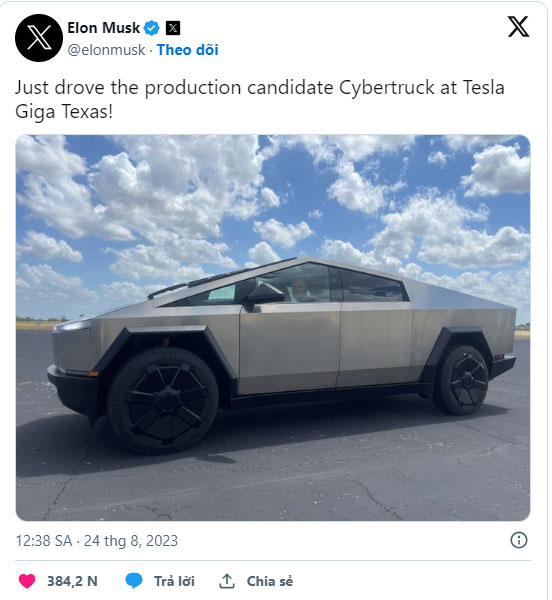 Phiên bản thử nghiệm mới nhất của Tesla Cybertruck 