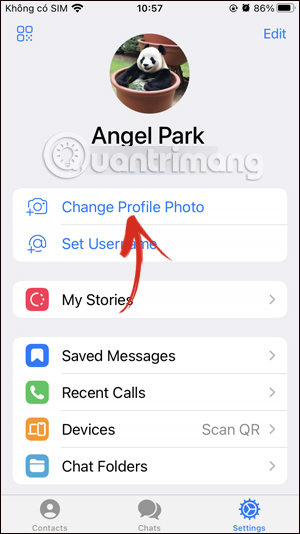 Đổi ảnh avatar Telegram