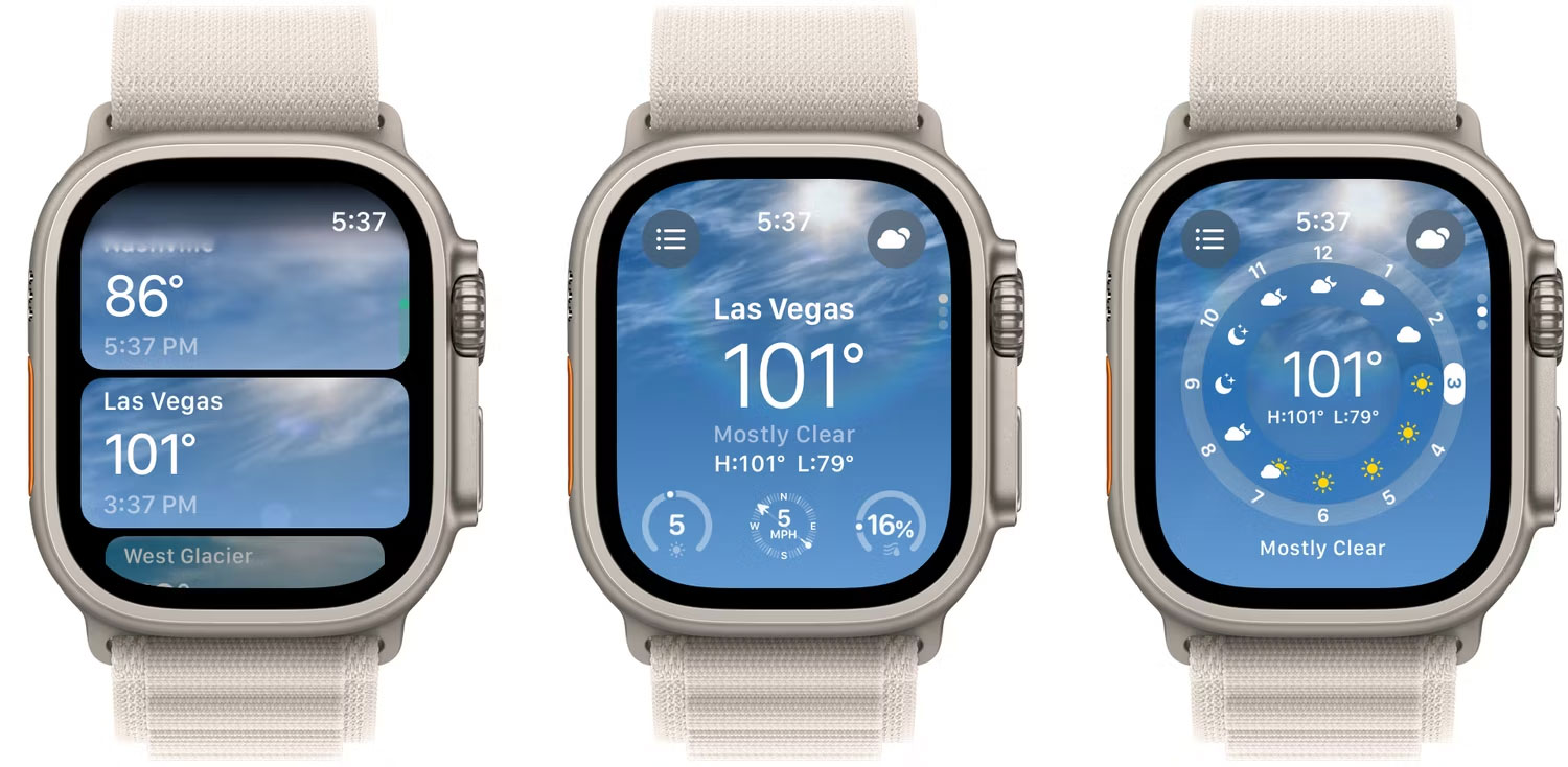 Ứng dụng Weather trên Apple Watch