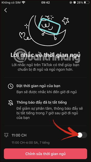 Tắt tính năng nhắc đi ngủ TikTok
