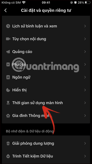 Thời gian màn hình sử dụng TikTok