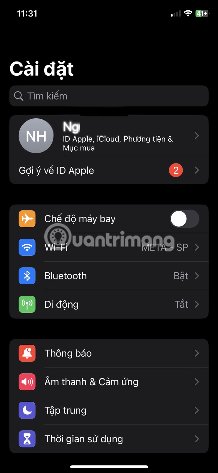 Nhấn vào tên bạn