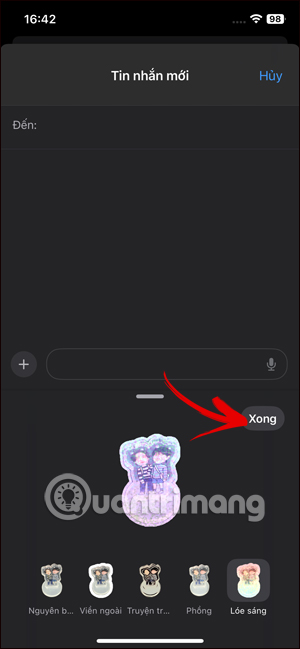Chọn hiệu ứng sticker iPhone