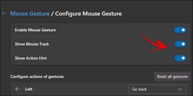 Hiển thị đường di chuyển chuột trên Microsoft Edge