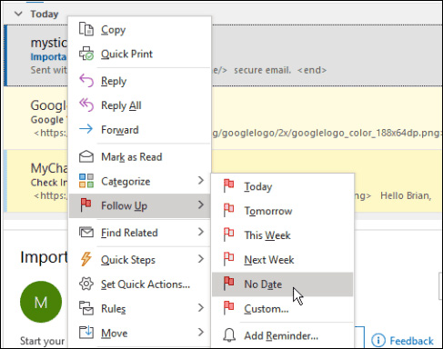 Chuyển email Outlook sang No Date 