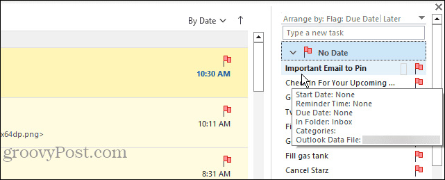Ghim email tại Outlook 