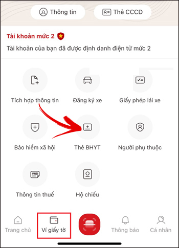 Xem thẻ BHYT trên ứng dụng VNeID
