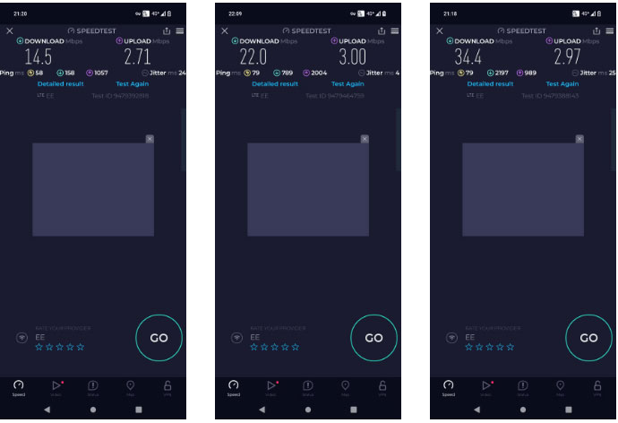 Kiểm tra tốc độ ứng dụng Android OysterVPN