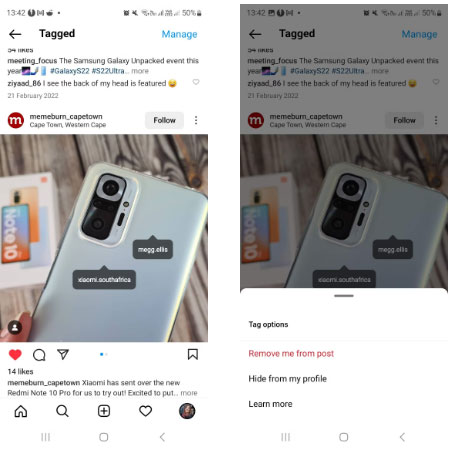 Tùy chọn xóa tag khi đăng bài trên Instagram