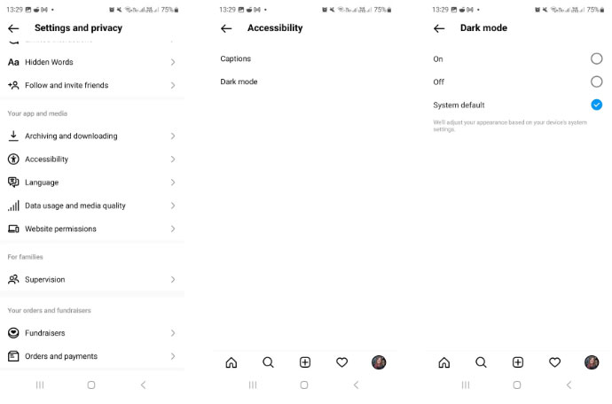 Bật Dark Mode trên Instagram
