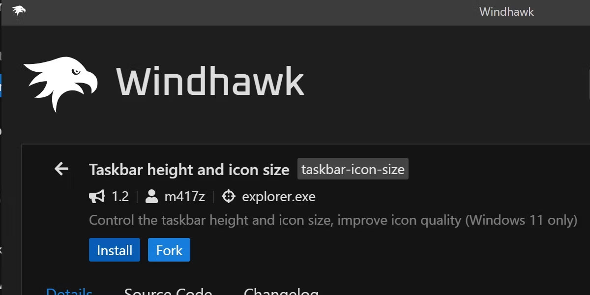 Windhawk trong Windows 11 thay đổi kích thước biểu tượng